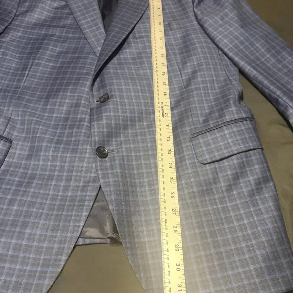 Tailored 46R Peter Millar Blue Plaid‎ 100% Wool Men's Sports Coat EUC RV: $798